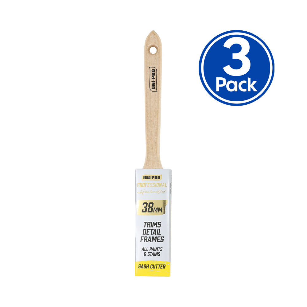 UNi-PRO Professional Sash Cutter Brush 38mm Angled Paint Brush x3