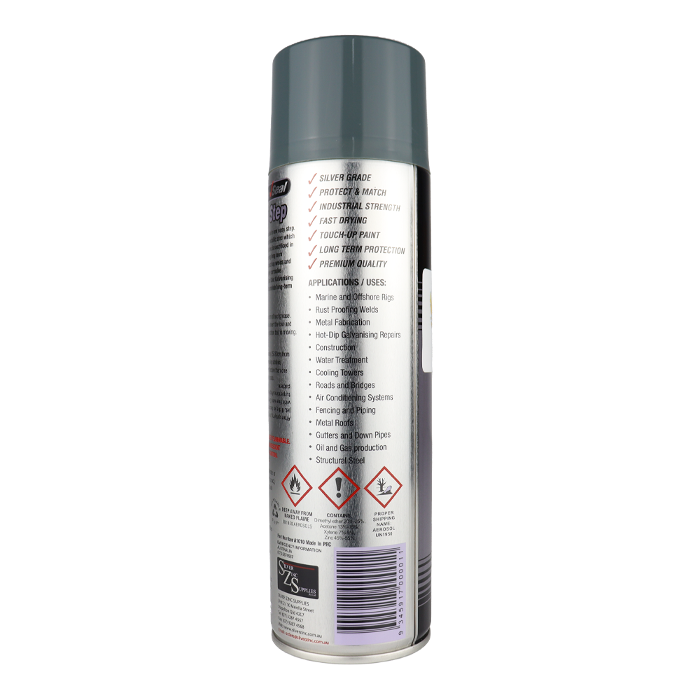 SILVER ZINC SUPPLIES 3 in 1 Cold Galvanising Metal Primer Grey 400g Aerosol 99% Zinc