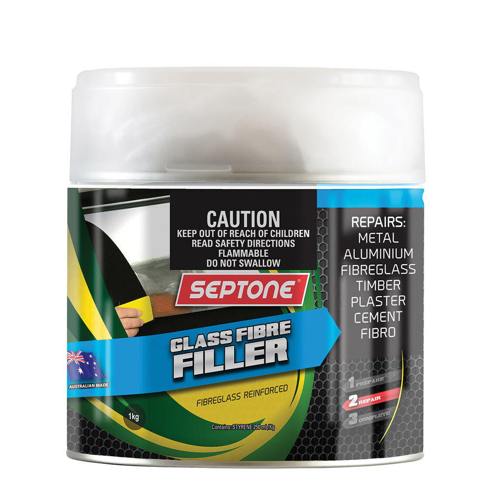 SEPTONE Glass Fibre Reinforced Polyester Filler Putty Bog with Hardener 1kg
