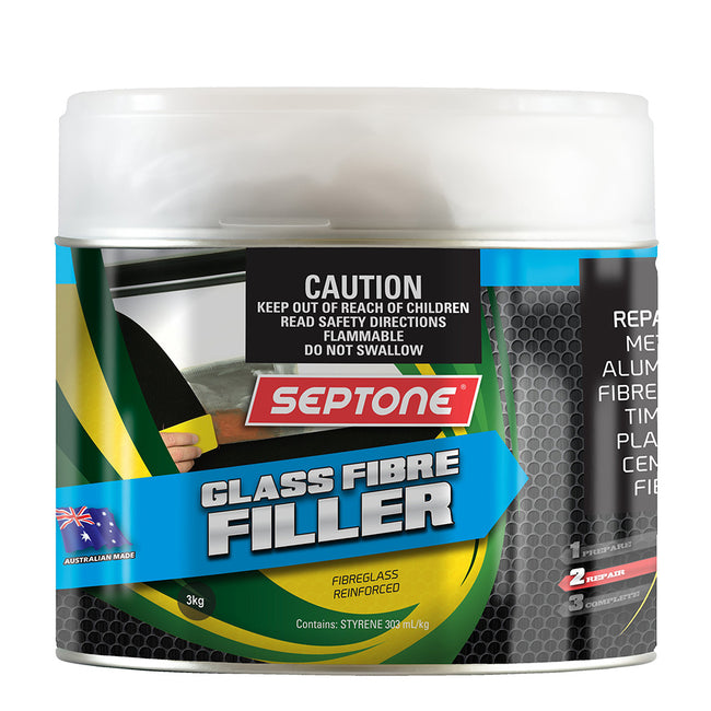 SEPTONE Glass Fibre Reinforced Polyester Filler Putty Bog with Hardener 3kg
