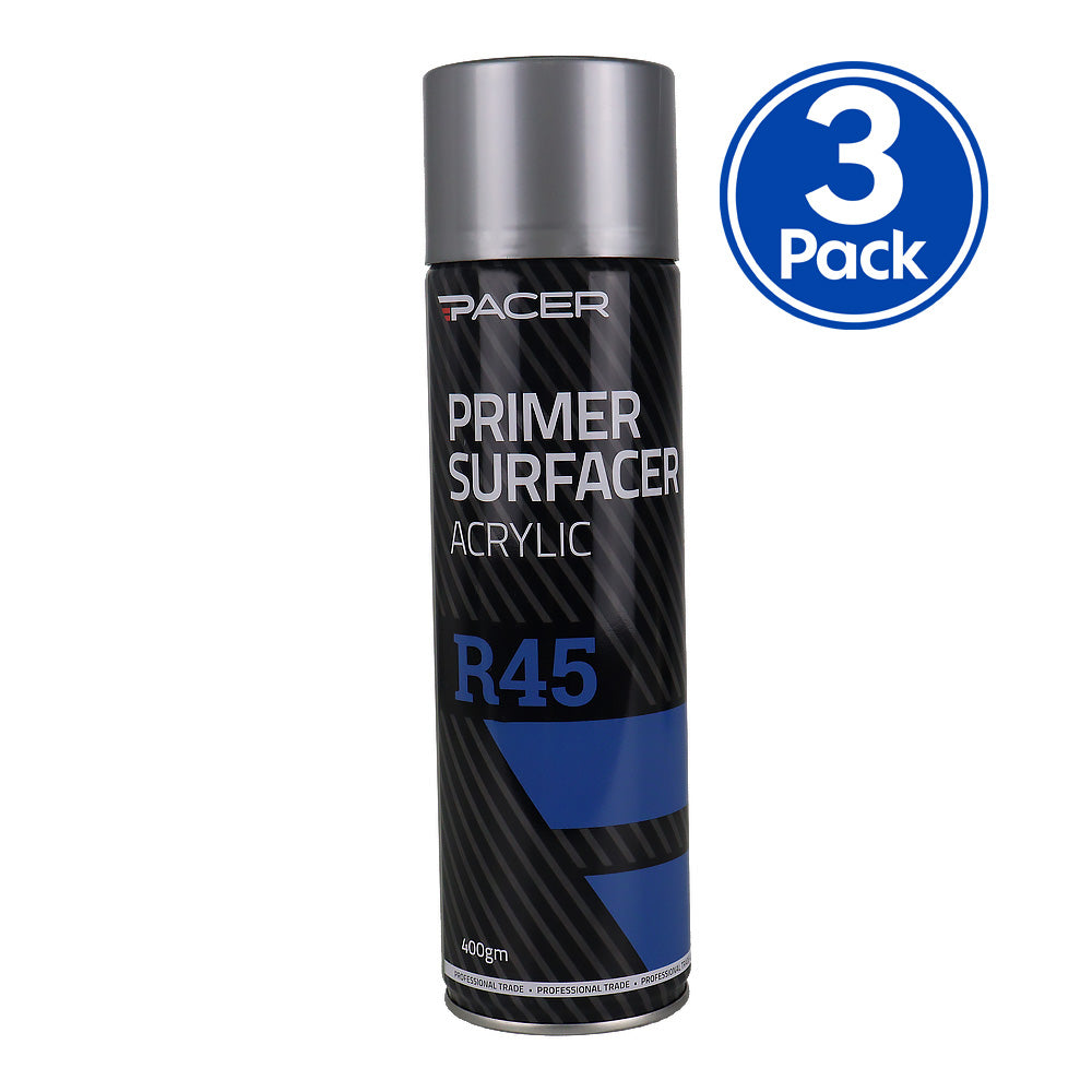PACER R45 Acrylic Primer Surfacer 400gm Grey High-Build Automotive Primer x3