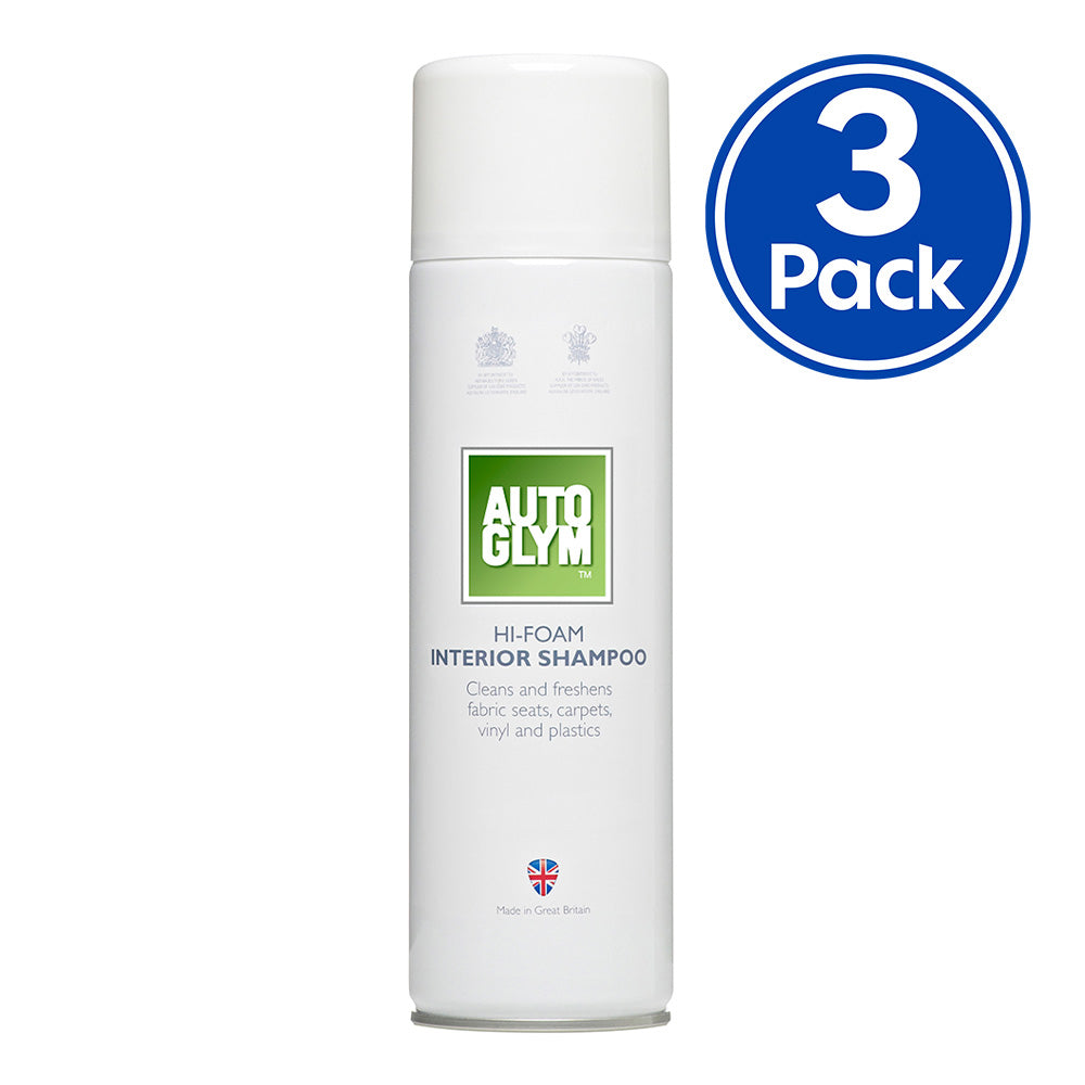 AUTOGLYM Hi Foam Interior Shampoo 450ml Aerosol Rapid Spot Cleaner x 3 Pack