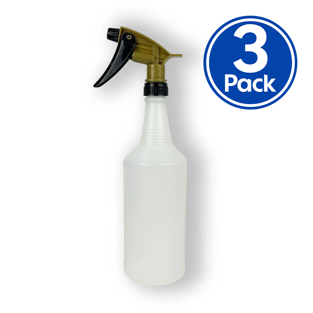3D Chemical Resistant Spray Bottle 946ml x 3 Pack With Trigger Acid Cleaners