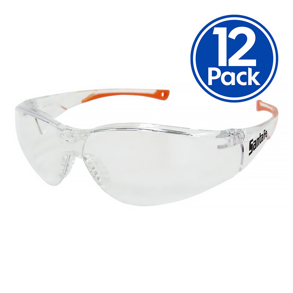 MAXISAFE Santa-Fe Safety Glasses AS/NZS1337 Anti Scratch Fog Coating Clear x 12 Pack
