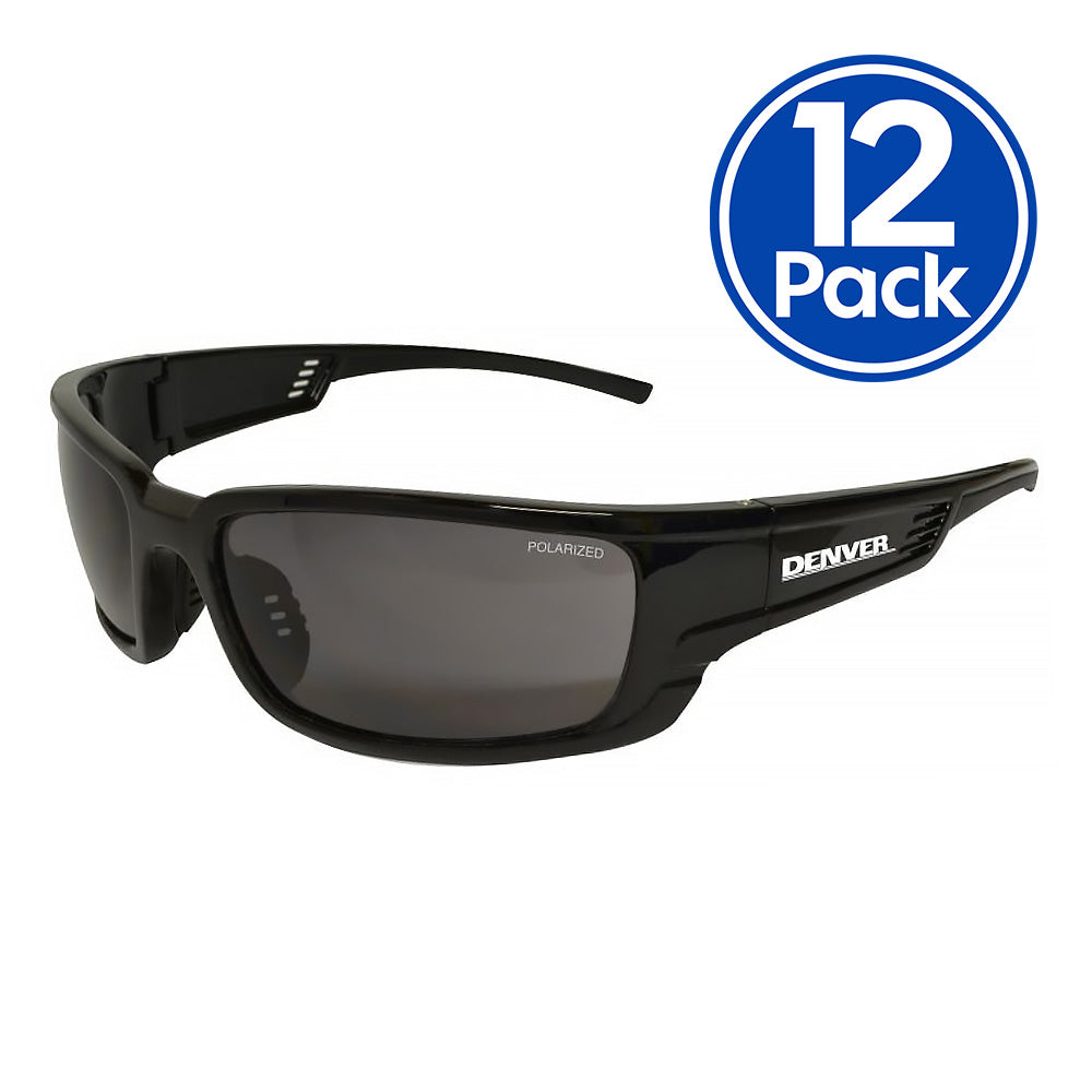 MAXISAFE Denver Safety Glasses AS/NZS1337 Anti Scratch Fog Coat Black Smoke x 12 Pack