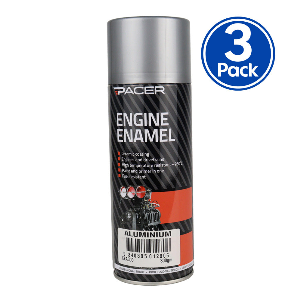 PACER Engine Enamel Aluminium 300gm Aerosol High Temperature Spray Paint x3