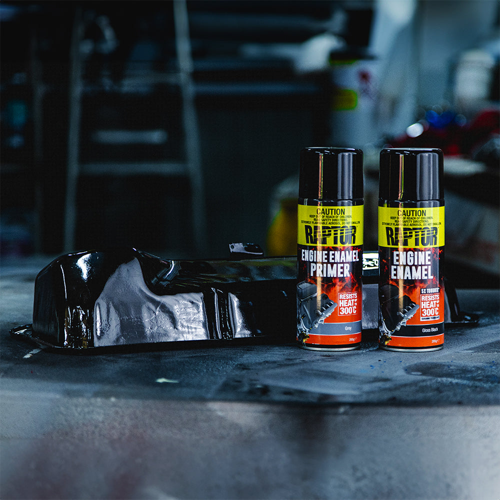 U-POL Raptor High Temp Engine Enamel Primer Spray Paint Aerosol 295g Grey