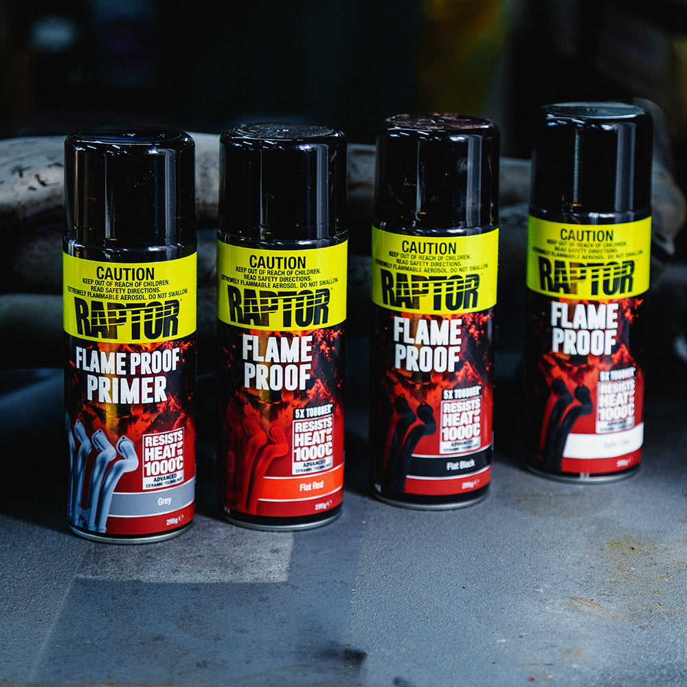 U-POL Raptor High Temp Flameproof Spray Paint Aerosol 295g Flat Red