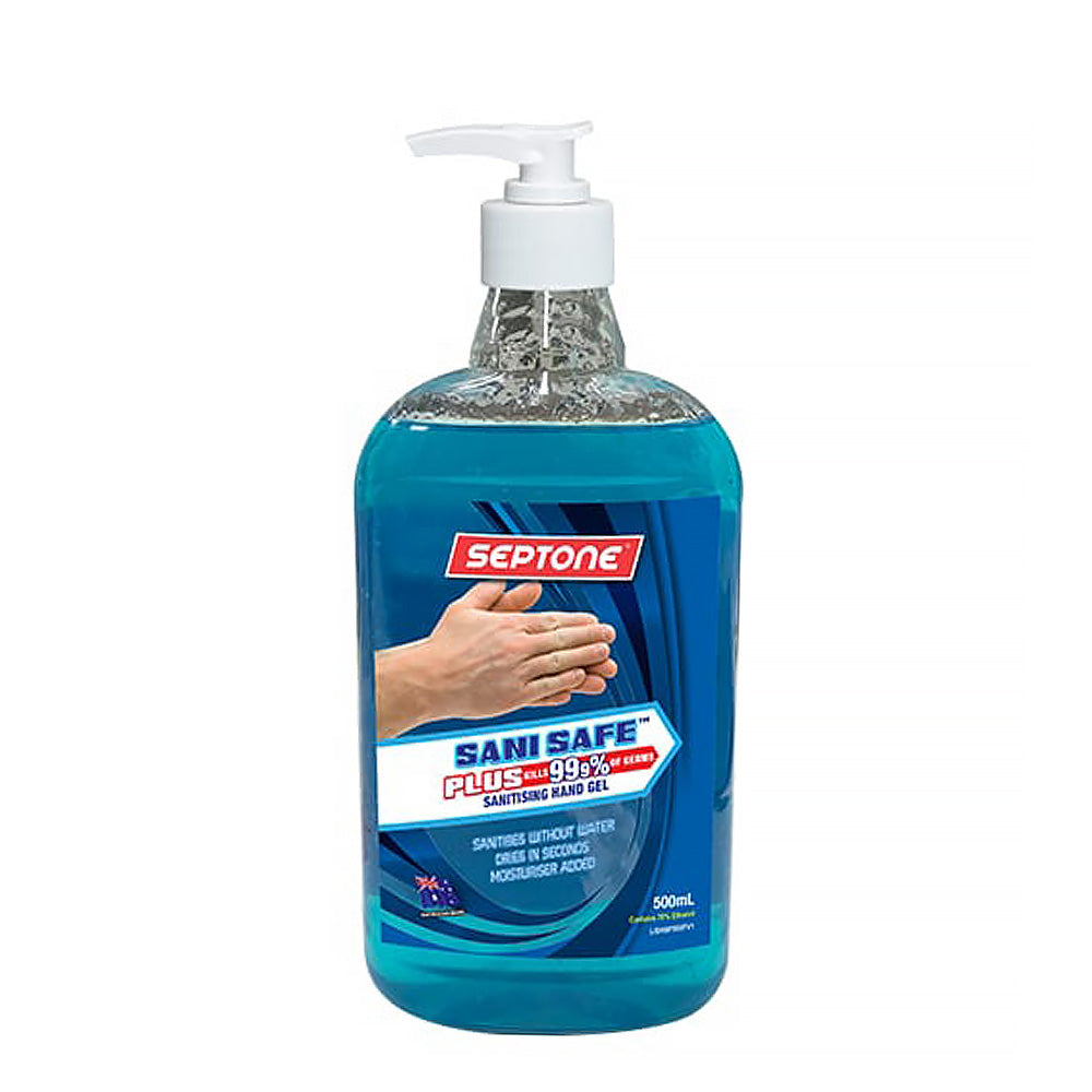 SEPTONE Sani Safe Plus Water-less Hand Sanitiser Gel 500mL 70% Ethanol