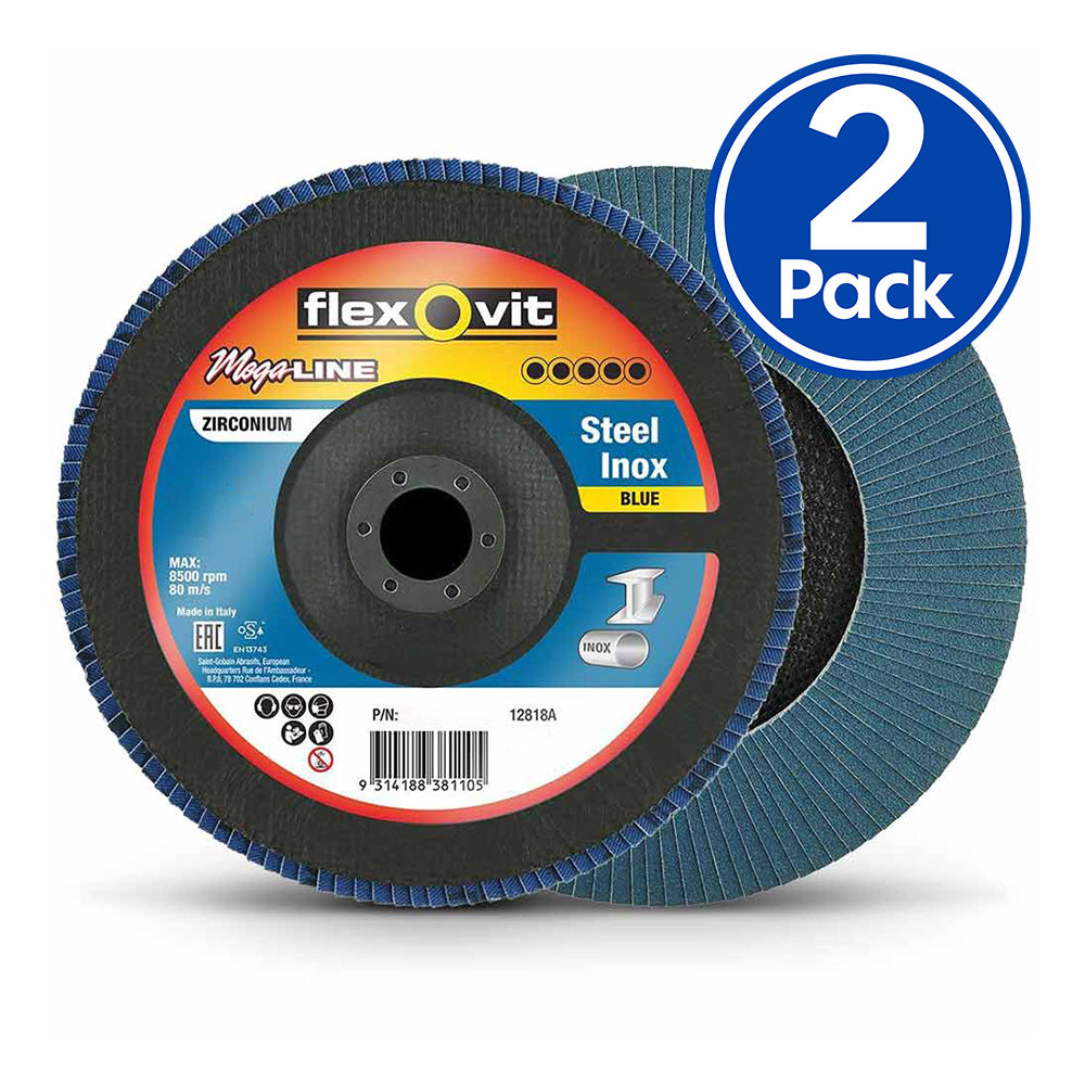 FLEXOVIT Megaline R860 Sanding Flap Disc 125mm x 22mm 40 Grit Zirconia P40