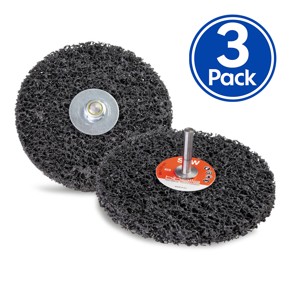 ABRASIFLEX Bibielle 100mm x 13mm x 6mm Abrasive Strip-It Disc With Shaft Black x 3 Pack