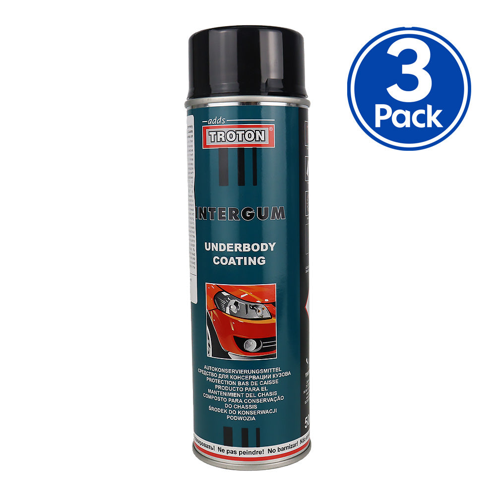 TROTON Intergum Aerosol Black 500ml Rubberised Car Protective Coating x 3 Pack