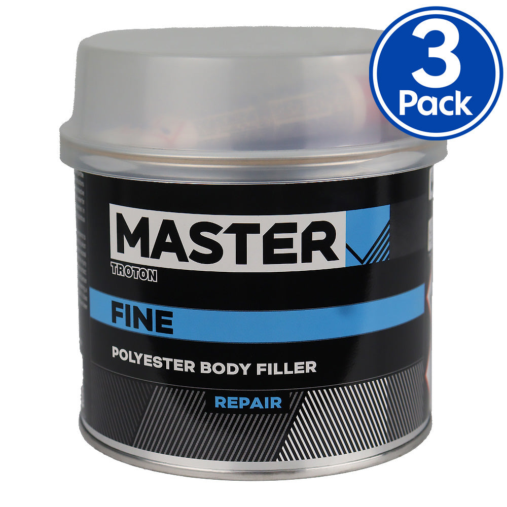 TROTON Master Fine Filler 700gm & Hardener x 3 Flexible Polyester Putty Repair