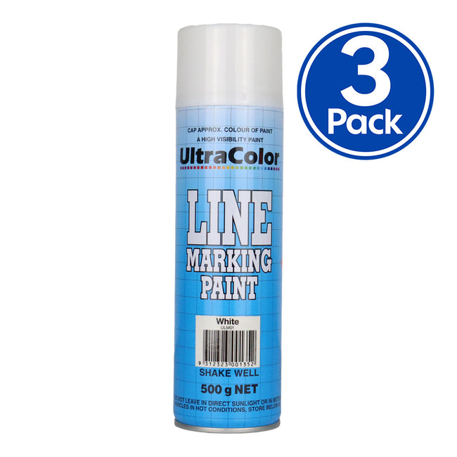 ULTRACOLOR Line Marking Spray Paint White 500g Aerosol x 3 Pack