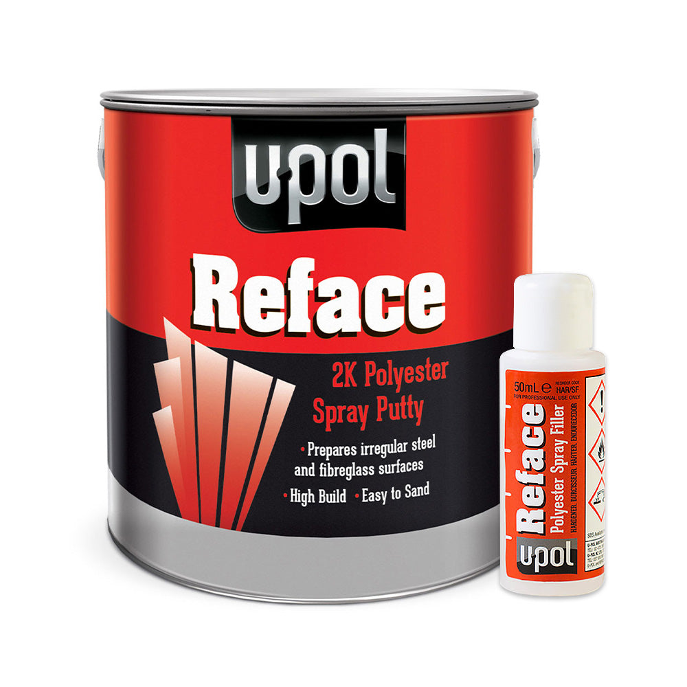 U-POL Reface Polyester Spray Filler 1L & Hardener Spray Polyester