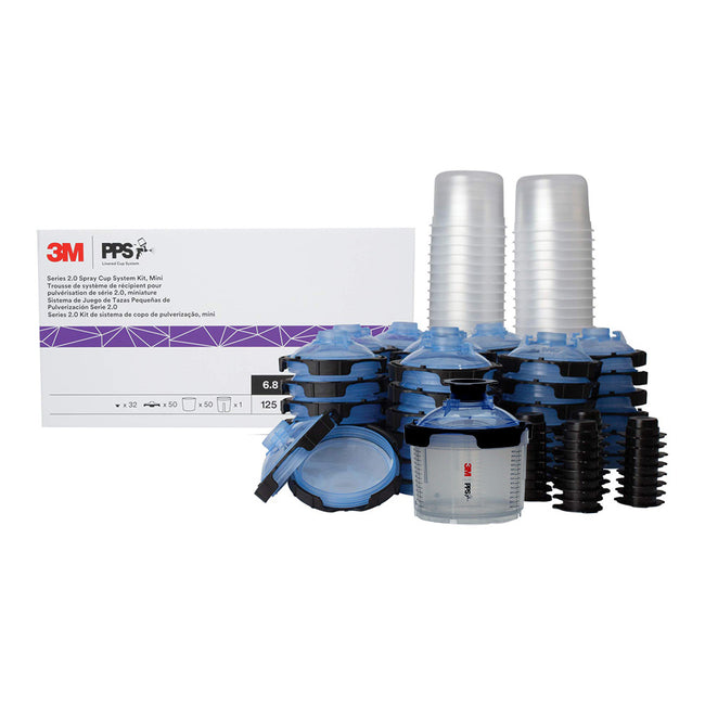 3M 26752 PPS Series 2.0 Lids Mini Cups 200ml 125 micron x 50 Pack Box
