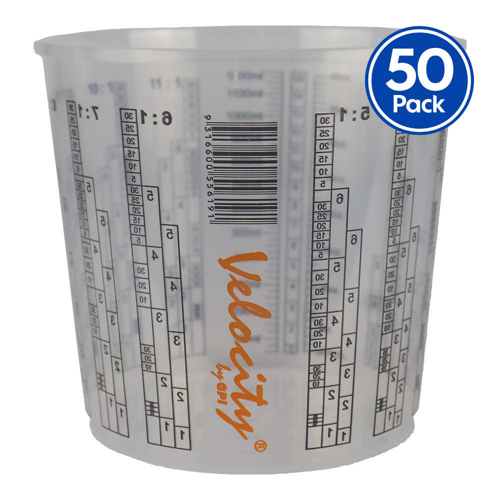 VELOCITY Calibrated Graduated Paint Mixing Cups 1200ml x 50 Pack VM1