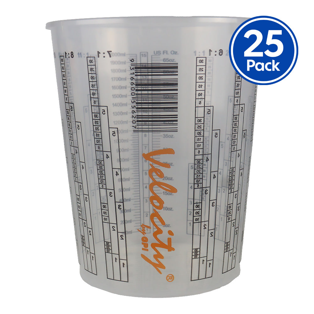 VELOCITY Calibrated Graduated Paint Mixing Cups 2000ml x 25 Pack VM2
