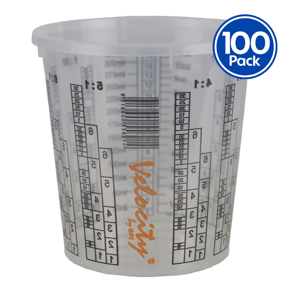 VELOCITY Calibrated Graduated Paint Mixing Cups 325ml x 100 Pack VM4