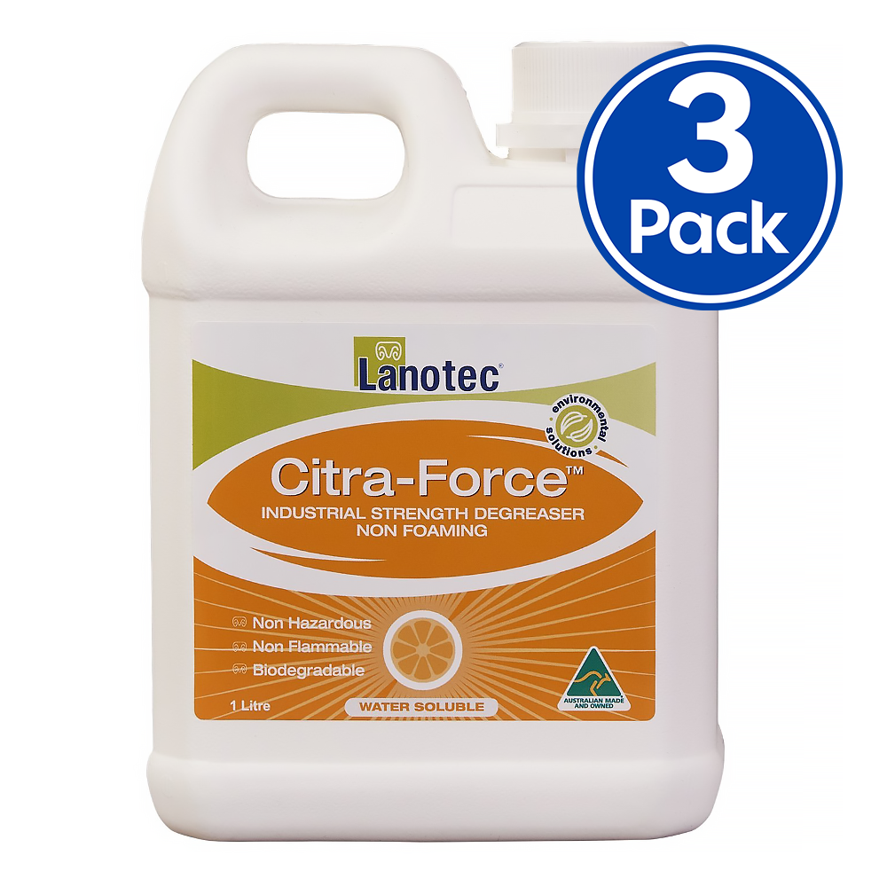 LANOTEC Citra-Force Industrial Strength Degreaser Cleaner Concentrate 1L x 3 Pack