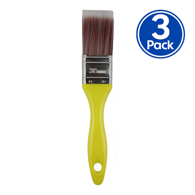C&A Yellow Brush 38mm x 3 Pack Varnish Paint Interior