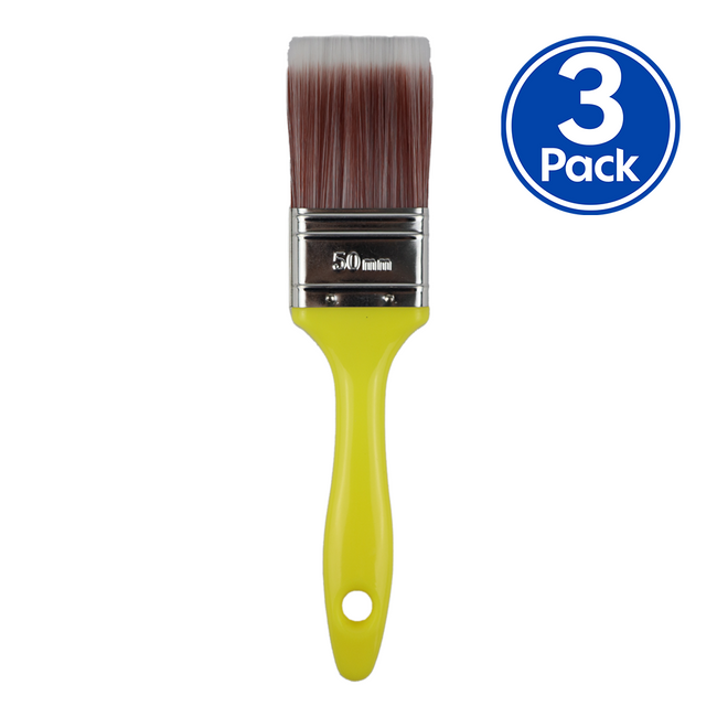 C&A Yellow Brush 50mm x 3 Pack Varnish Paint Interior