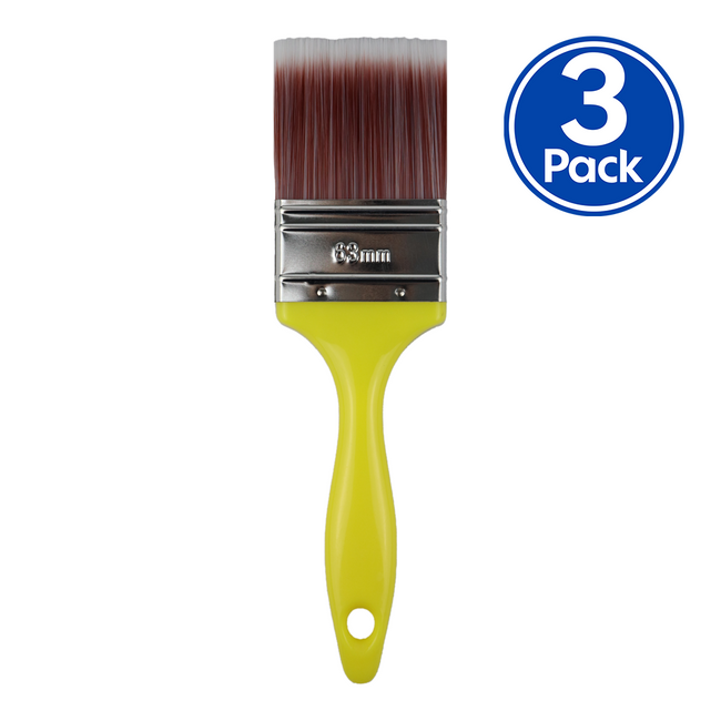 C&A Yellow Brush 63mm x 3 Pack Varnish Paint Interior