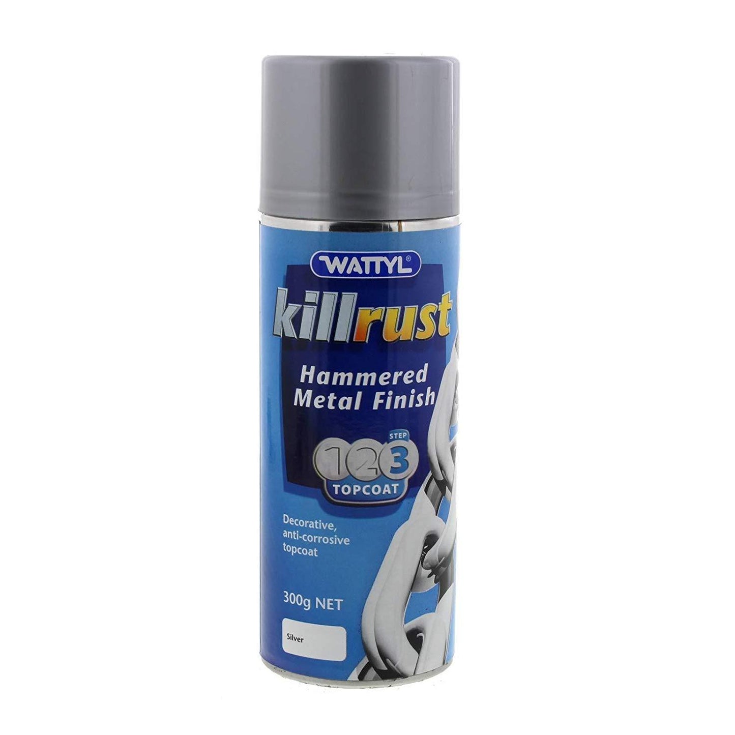 WATTYL Killrust Hammered Finish Spray Paint 300g Aerosol Silver