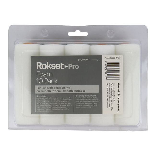 Rokset Pro Foam 110mm Roller Covers 10 Pack Refill House Marine Industrial