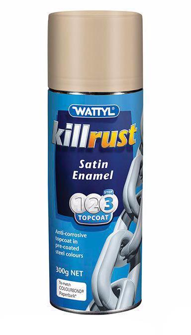 WATTYL Killrust Satin Enamel Spray Paint 300g Aerosol Paperbark