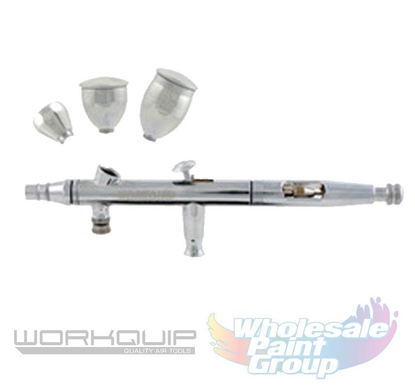Workquip Air Brush Kit Double Action Trigger 3 Pots All Paint & Ink 04138