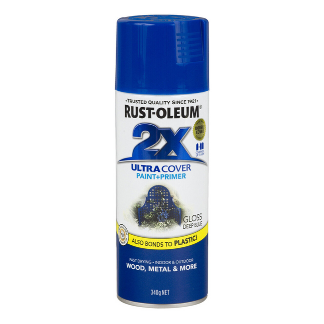 RUST-OLEUM 2X Gloss Paint & Primer Spray Paint 340g Deep Blue