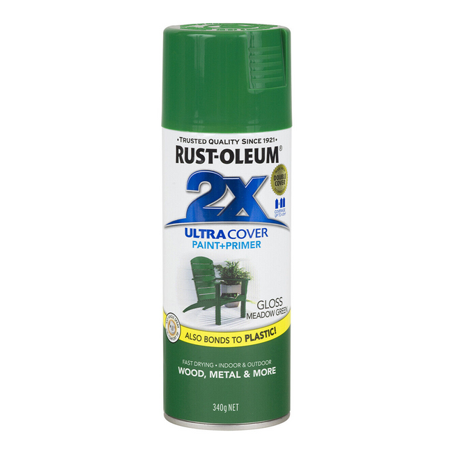 RUST-OLEUM 2X Gloss Paint & Primer Spray Paint 340g Meadow Green