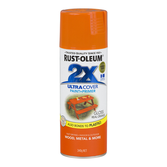 RUST-OLEUM 2X Gloss Paint & Primer Spray Paint 340g Real Orange