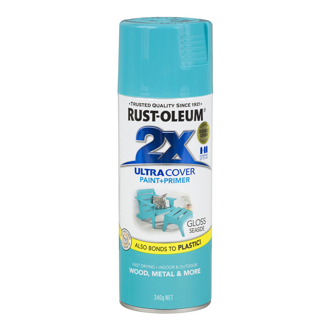 RUST-OLEUM 2X Gloss Paint & Primer Spray Paint 340g Seaside Blue