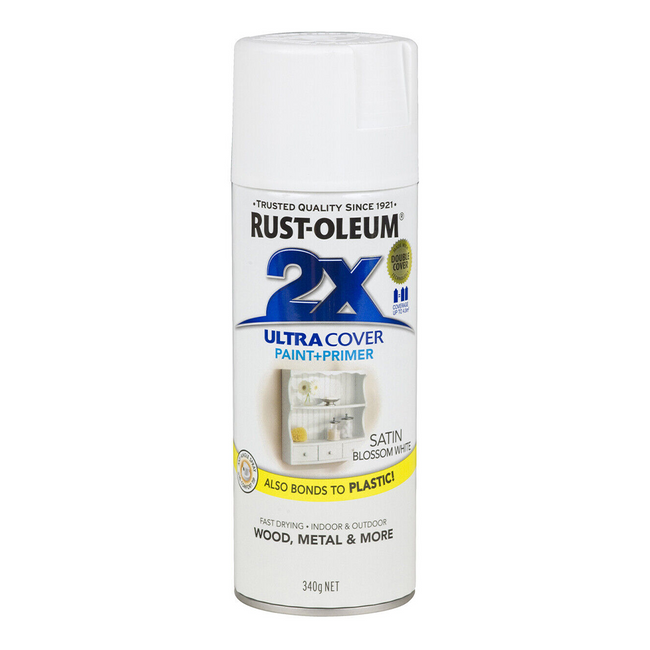 RUST-OLEUM 2X Satin Paint & Primer Spray Paint 340g Blossom White