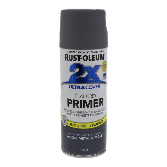 RUST-OLEUM 2X Ultra Cover Flat Primer Spray Paint 340g Matte Grey