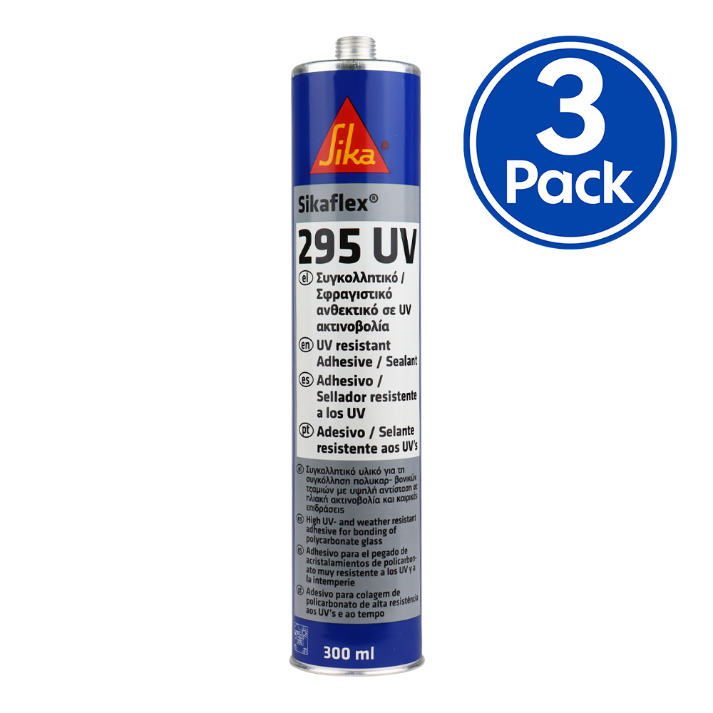 Sika Sikaflex 295 UV Resistant Marine Adhesive Sealant 300ml White x 3 Pack
