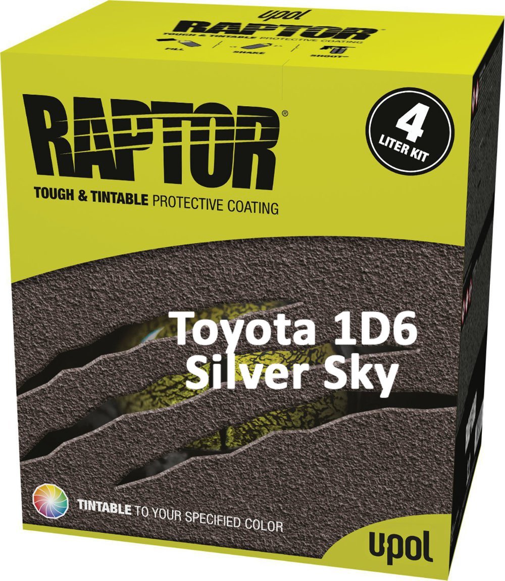 U-Pol Raptor Tintable for Toyota 1D6 Silver Sky Protective Tub/Bed Liner Kit 4L