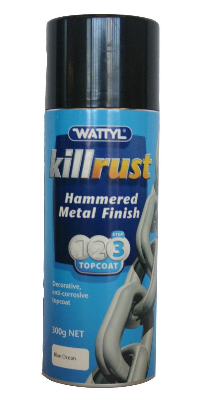 WATTYL Killrust Hammered Finish Spray Paint 300g Aerosol Blue Ocean