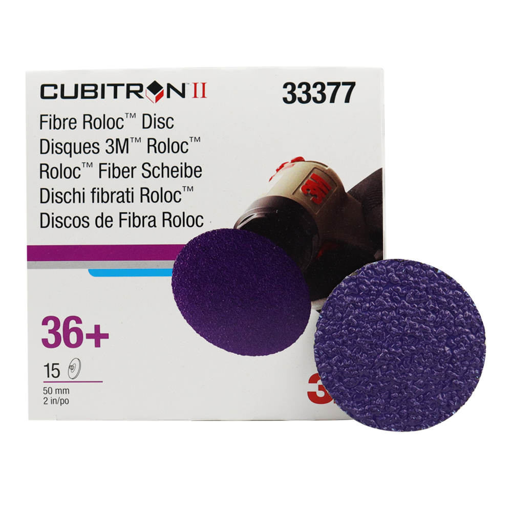 3M Cubitron II Fibre Roloc Disc – 36 Grit, 50mm (15-Pack) Purple Sanding Discs