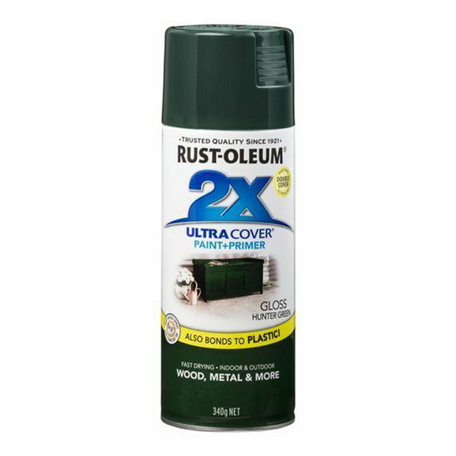 RUST-OLEUM 2X Gloss Paint & Primer Spray Paint 340g Hunter Green