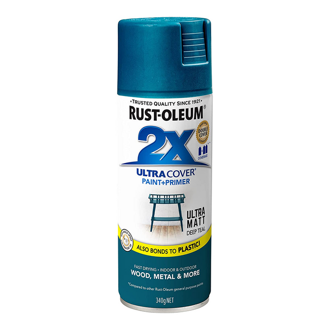 RUST-OLEUM 2X Ultra Cover Matt Paint & Primer Spray Paint 340g Deep Teal