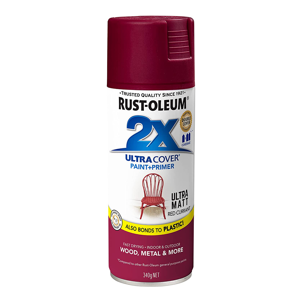 RUST-OLEUM 2X Ultra Cover Matt Paint & Primer Spray Paint 340g Red Cur ...