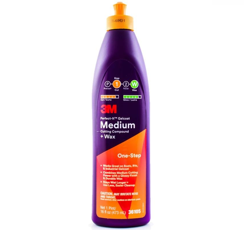 3M Perfect-It Gelcoat Medium Cutting Compound + Wax Pint 473 ml 36105