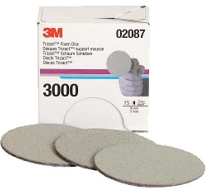 3M TRIZACT HOOKIT FOAM DISC 3 INCH 75mm 3000 GRIT 02087 FOAM BACKING QTY 15