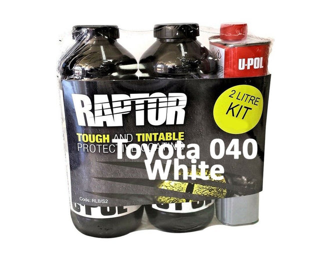 U-Pol Raptor Tintable for Toyota 040 White Protective Coating Tub/Bed Liner Kit 2L