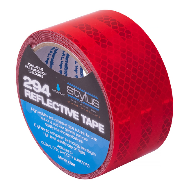 STYLUS 294 Reflective Tape 48mm x 5m Red Waterproof High Visibility