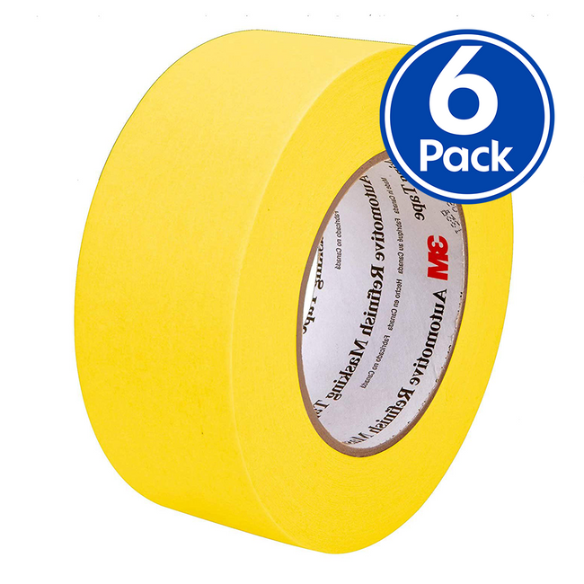 3M 06656 Yellow Automotive Refinish Masking Tape 388N 48mm x 55m x 6 Pack