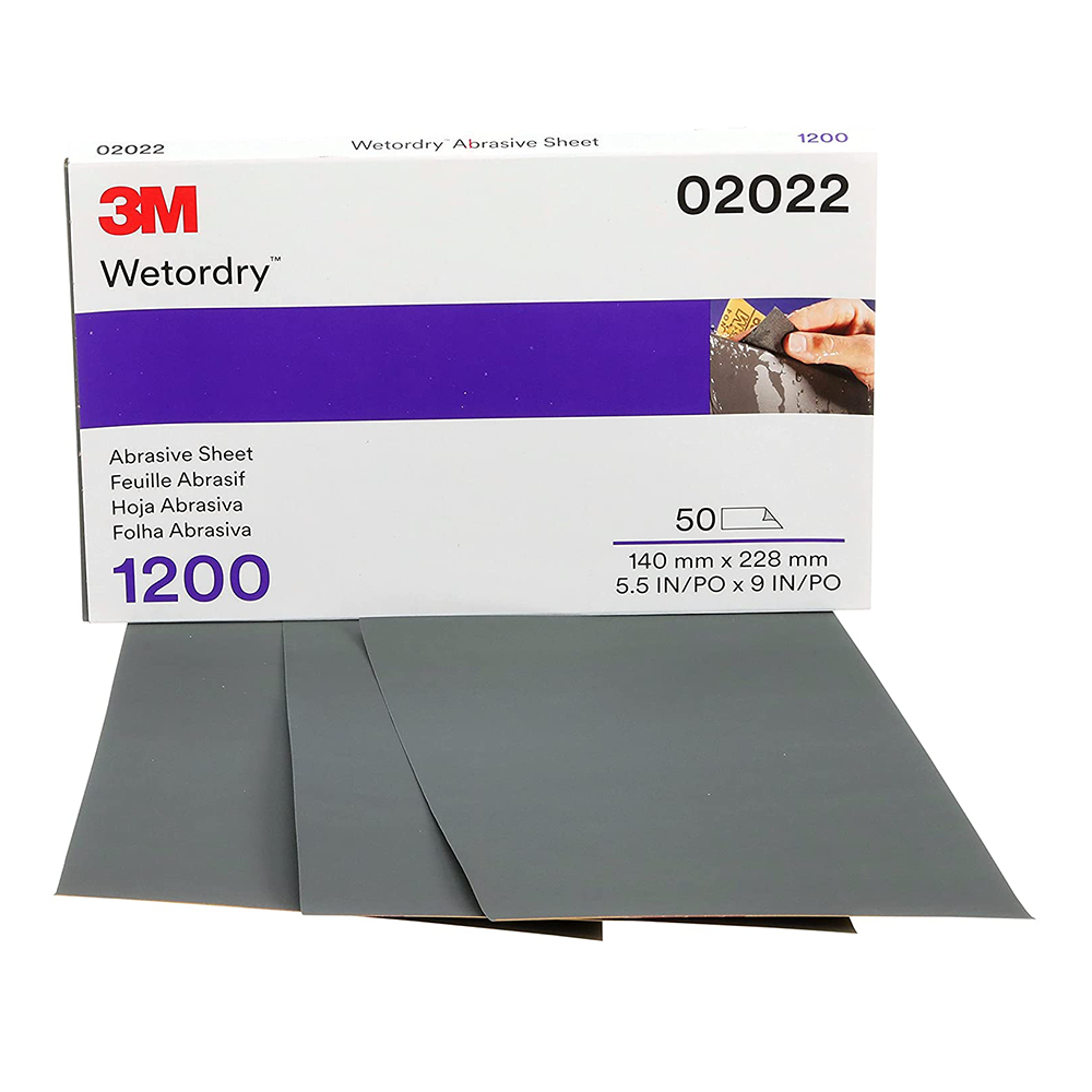 3M 02022 Wetordry Abrasive Half Sheet 401Q 1200 Grit x 50 Pack 140mm x 230mm